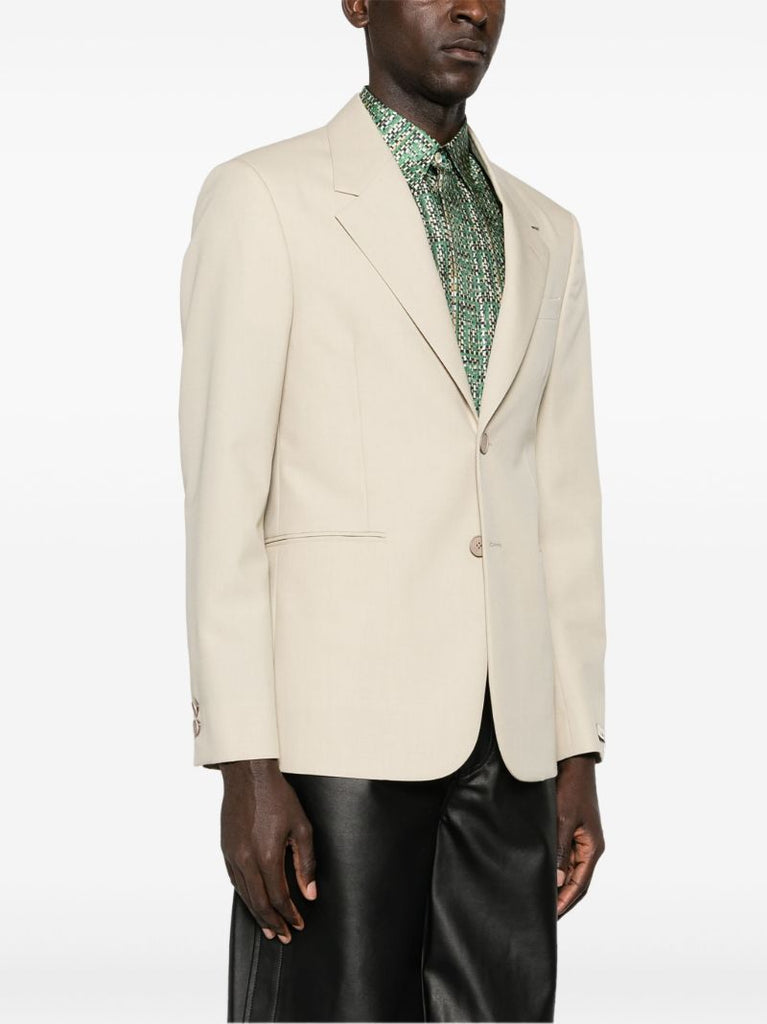 Neutral Single-breasted Wool Blazer
