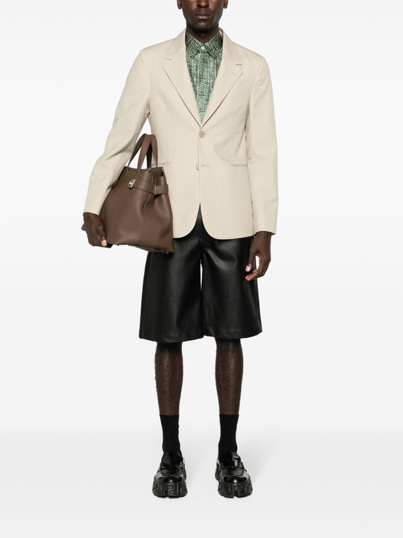 Neutral Single-breasted Wool Blazer