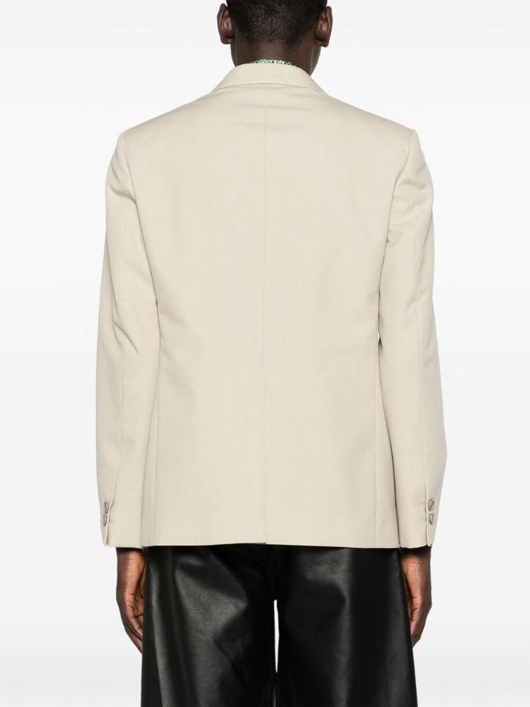 Neutral Single-breasted Wool Blazer