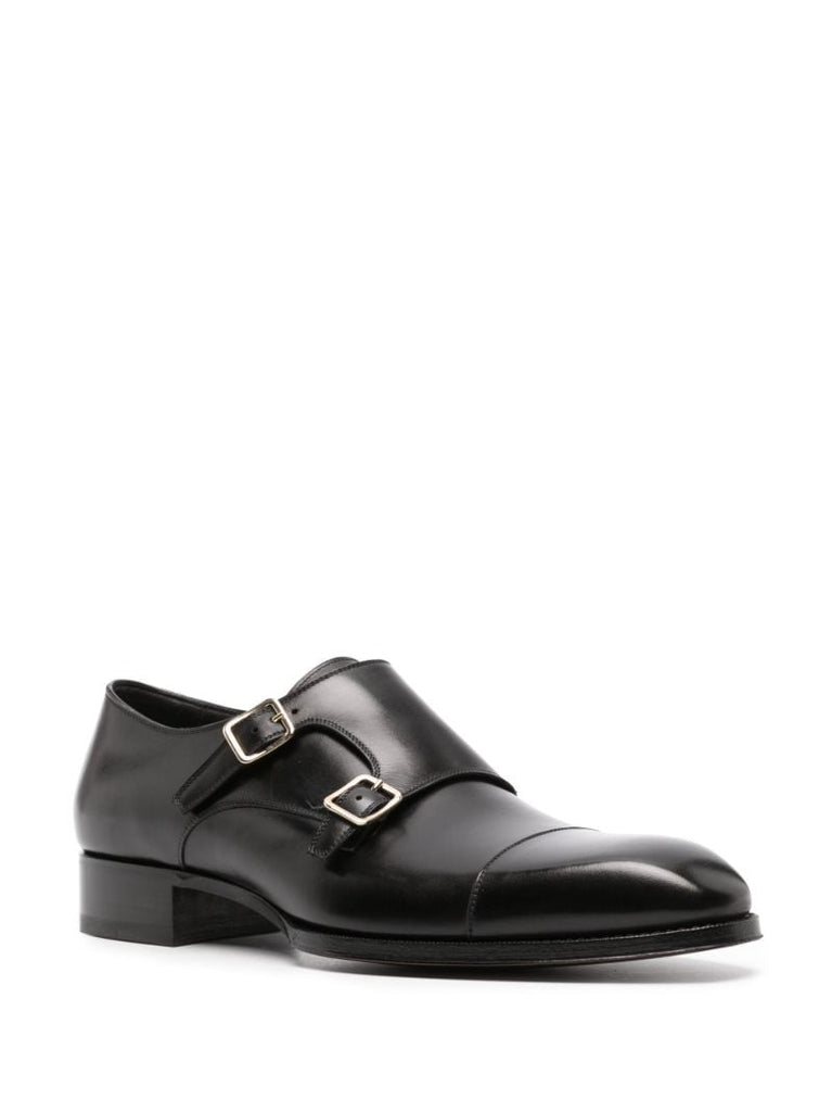 Black Leather Monk Shoes