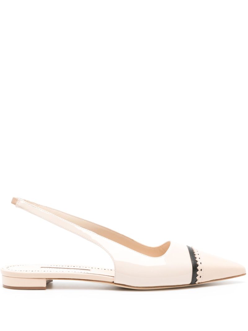 Neutral Tuxa Leather Ballet Pumps