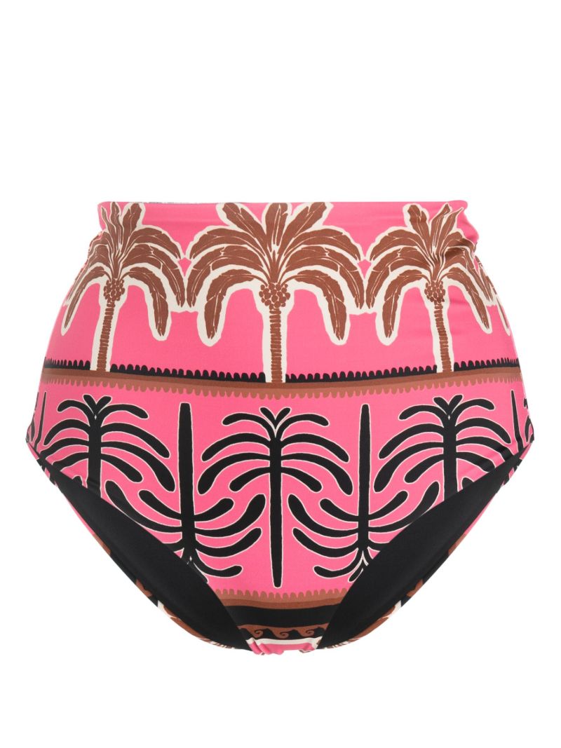 Pink Mahaba Palm Tree-print Bikini Bottoms