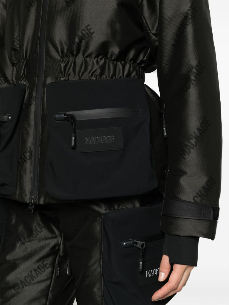 Grey Nixie Allover Logo-print Ski Jacket