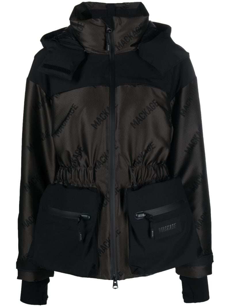 Grey Nixie Allover Logo-print Ski Jacket