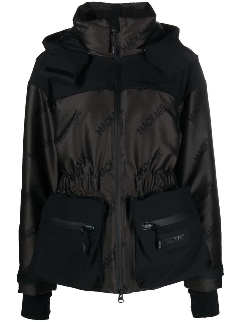 Grey Nixie Allover Logo-print Ski Jacket