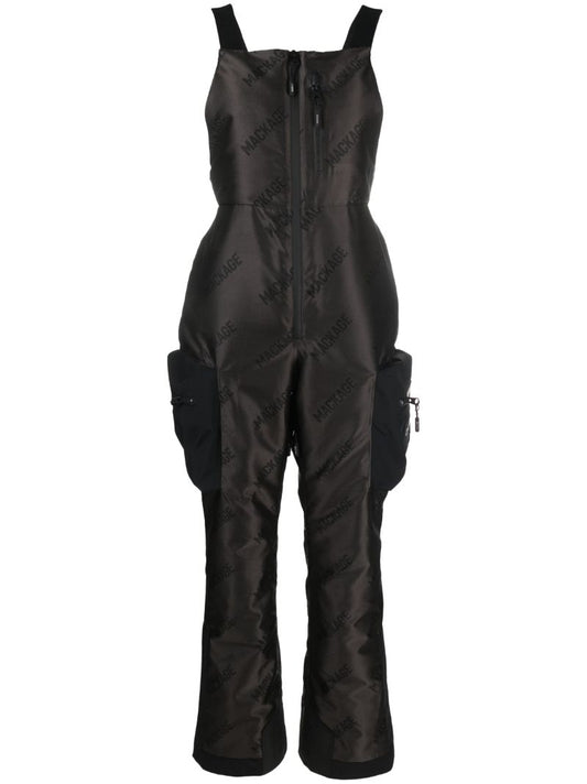 Grey Vinya Allover Logo-print Ski Jumpsuit