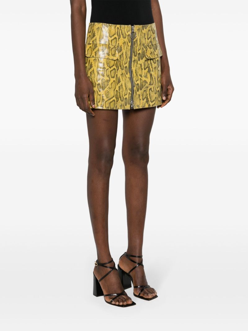 Yellow Elvira Leather Mini Skirt