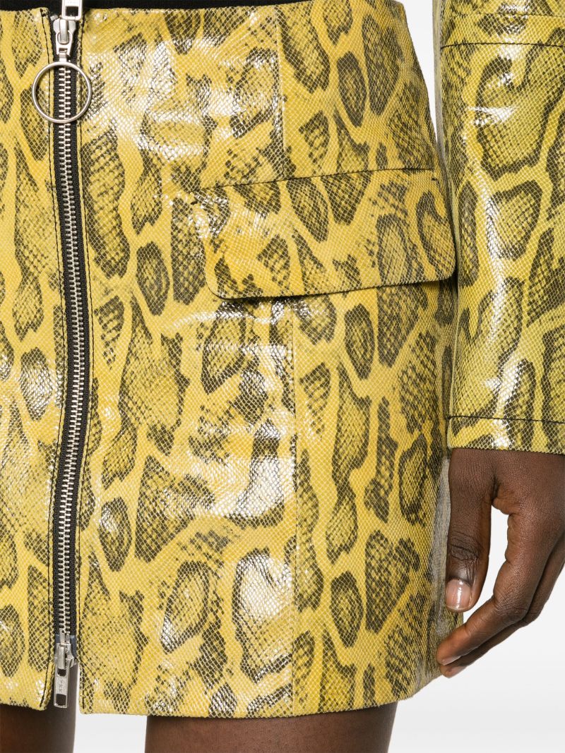 Yellow Elvira Leather Mini Skirt