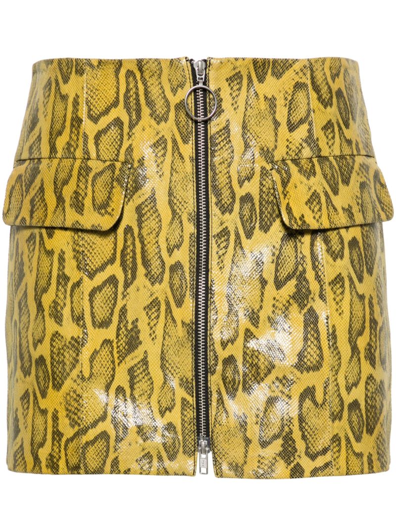 Yellow Elvira Leather Mini Skirt