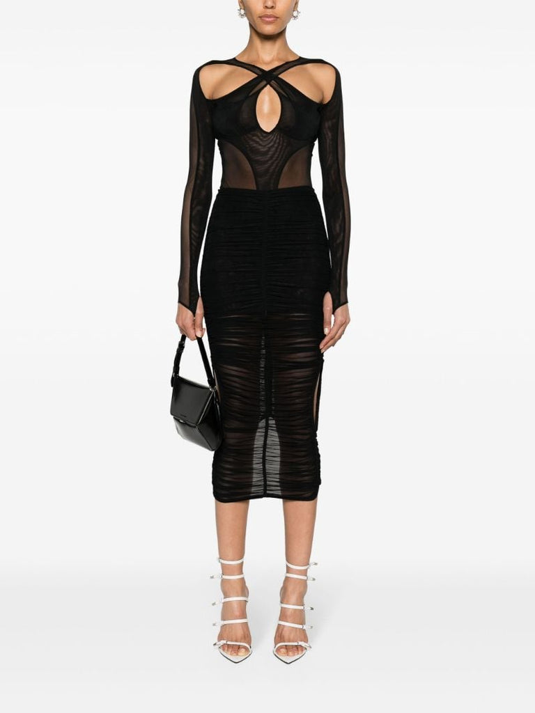 Black Sheer Mesh Bodysuit