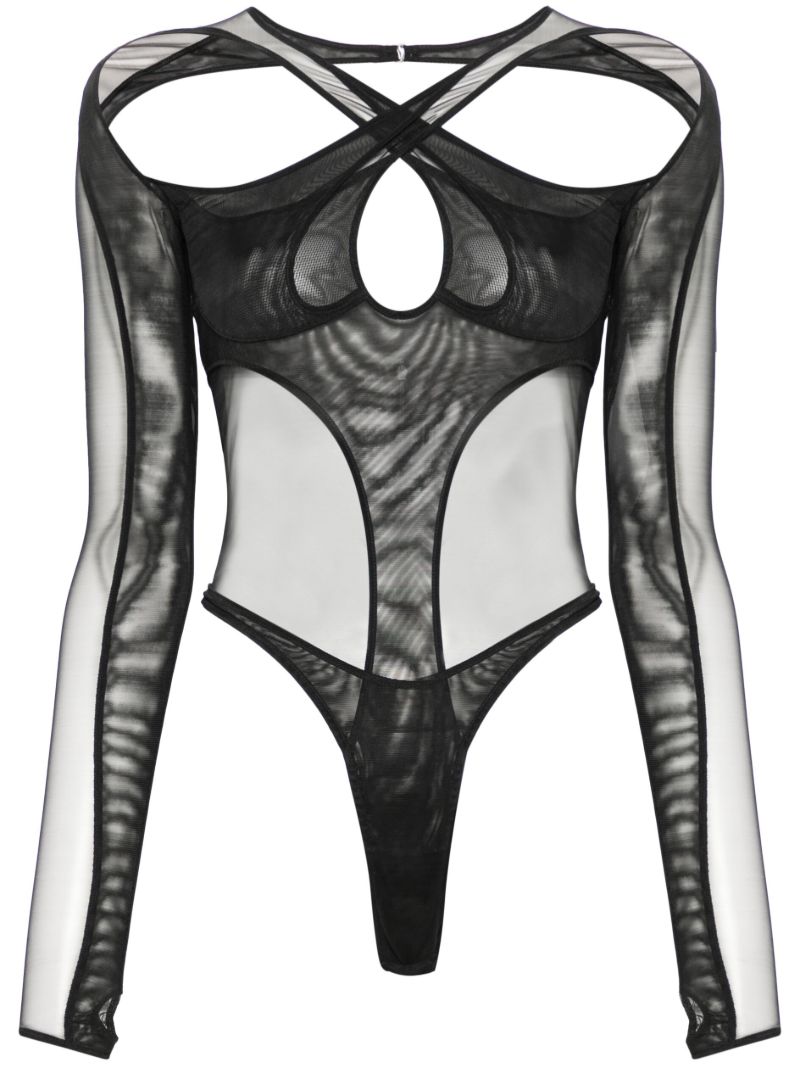 Black Sheer Mesh Bodysuit