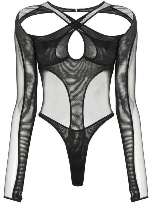 Black Sheer Mesh Bodysuit