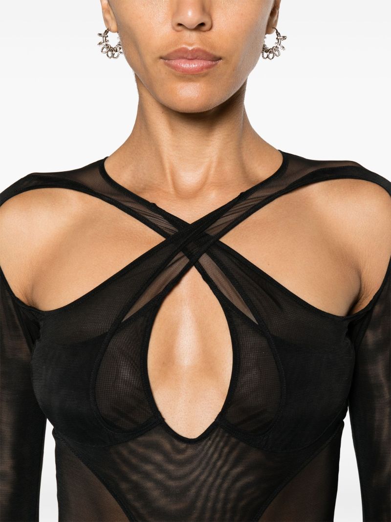 Black Sheer Mesh Bodysuit