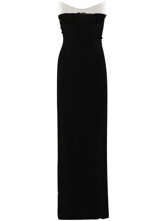 Black Front-slit Strapless Gown