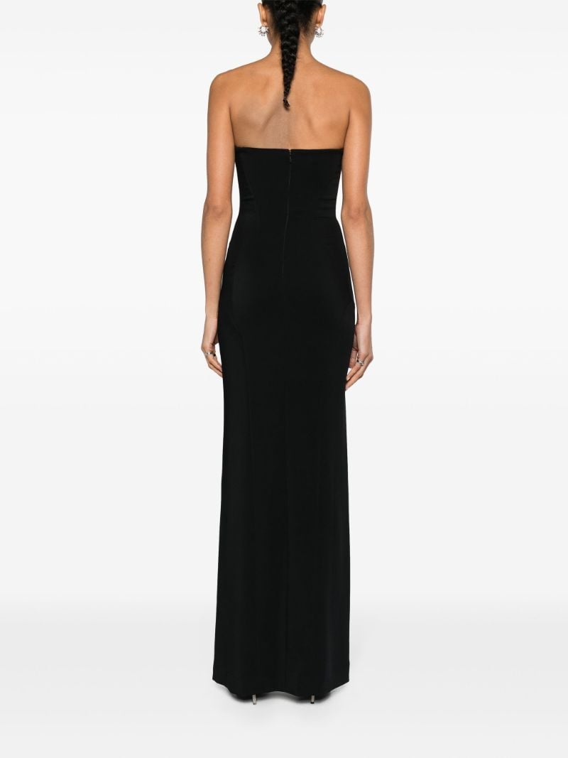 Black Front-slit Strapless Gown