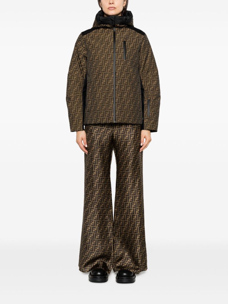 Brown Ff Motif Silk Wide-leg Trousers
