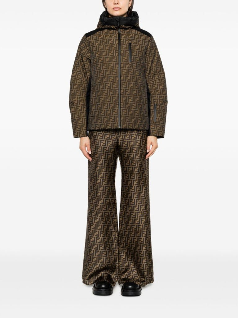 Brown Ff Motif Silk Wide-leg Trousers