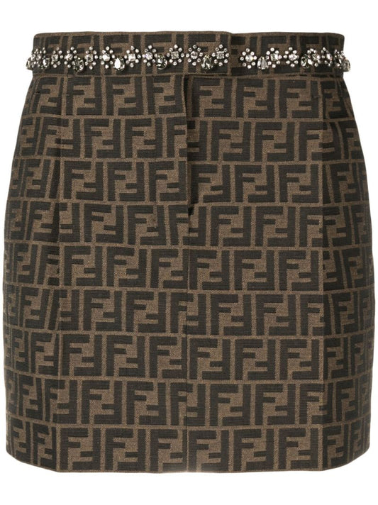 Brown Zucca Monogram Mini Skirt