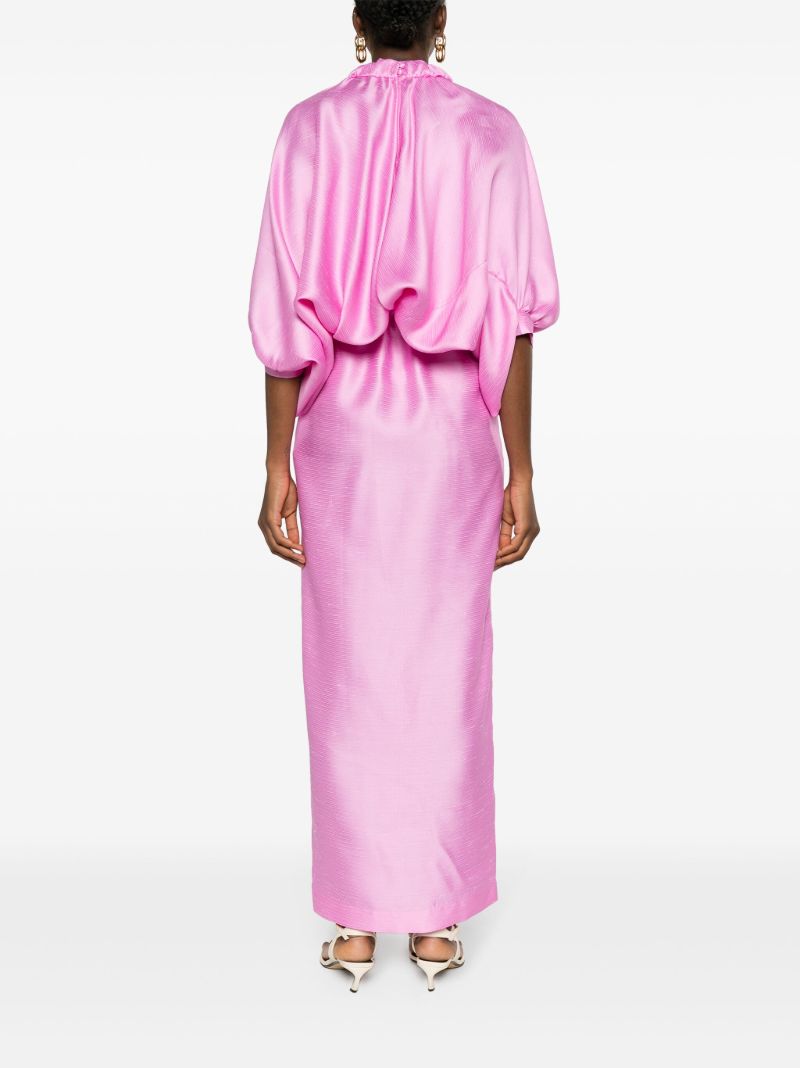Pink Crystal Embellished Silk Dress