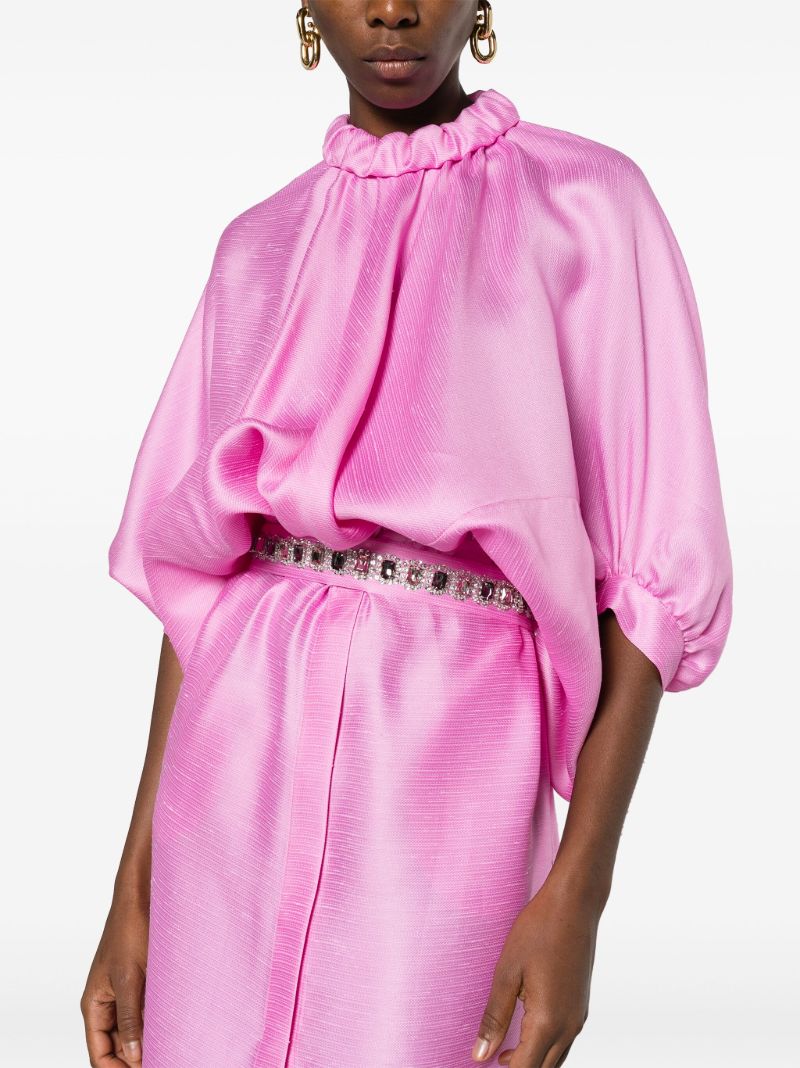 Pink Crystal Embellished Silk Dress