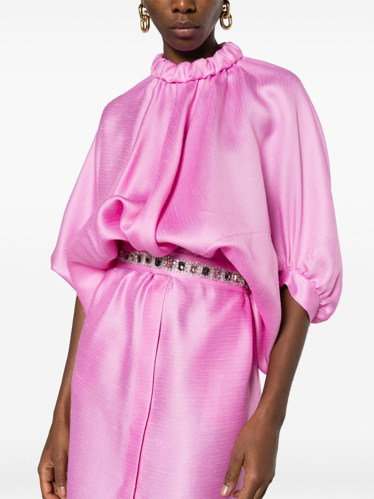 Pink Crystal Embellished Silk Dress