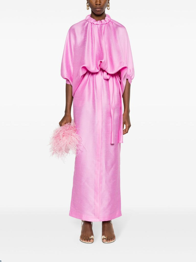 Pink Crystal Embellished Silk Dress