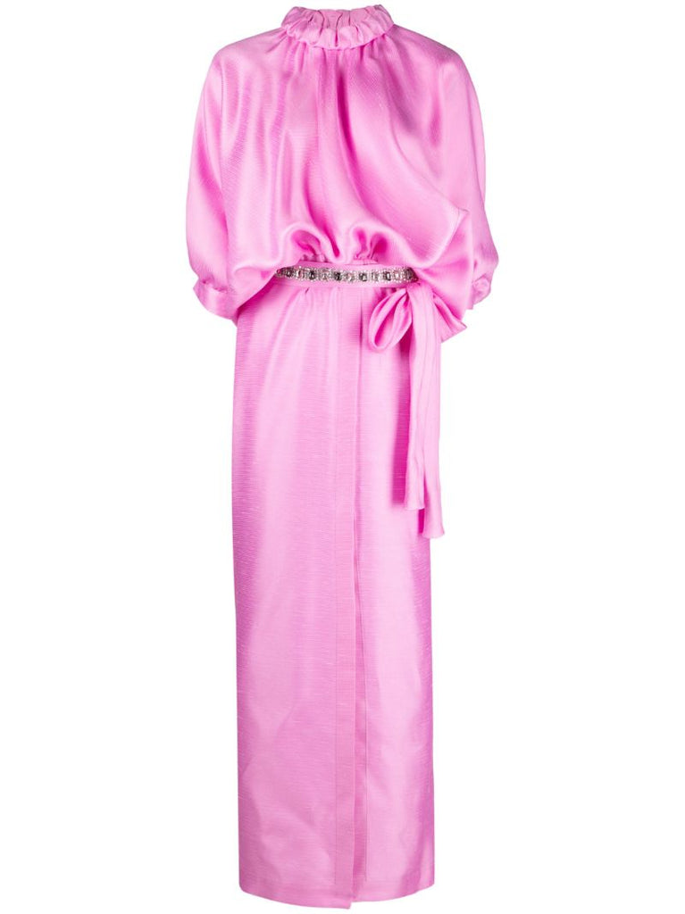 Pink Crystal Embellished Silk Dress