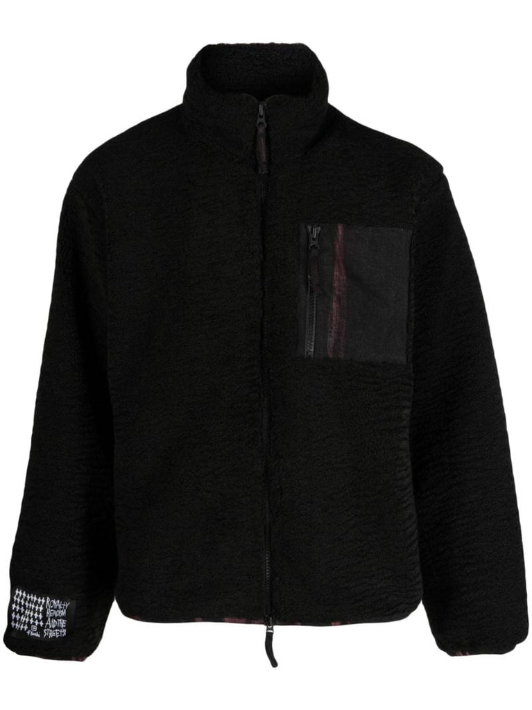 Black Logo-embroidered Fleece Jacket