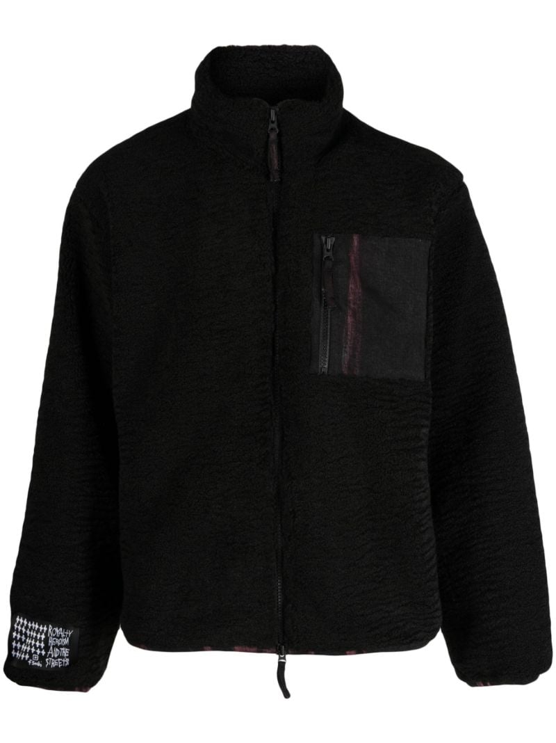 Black Logo-embroidered Fleece Jacket