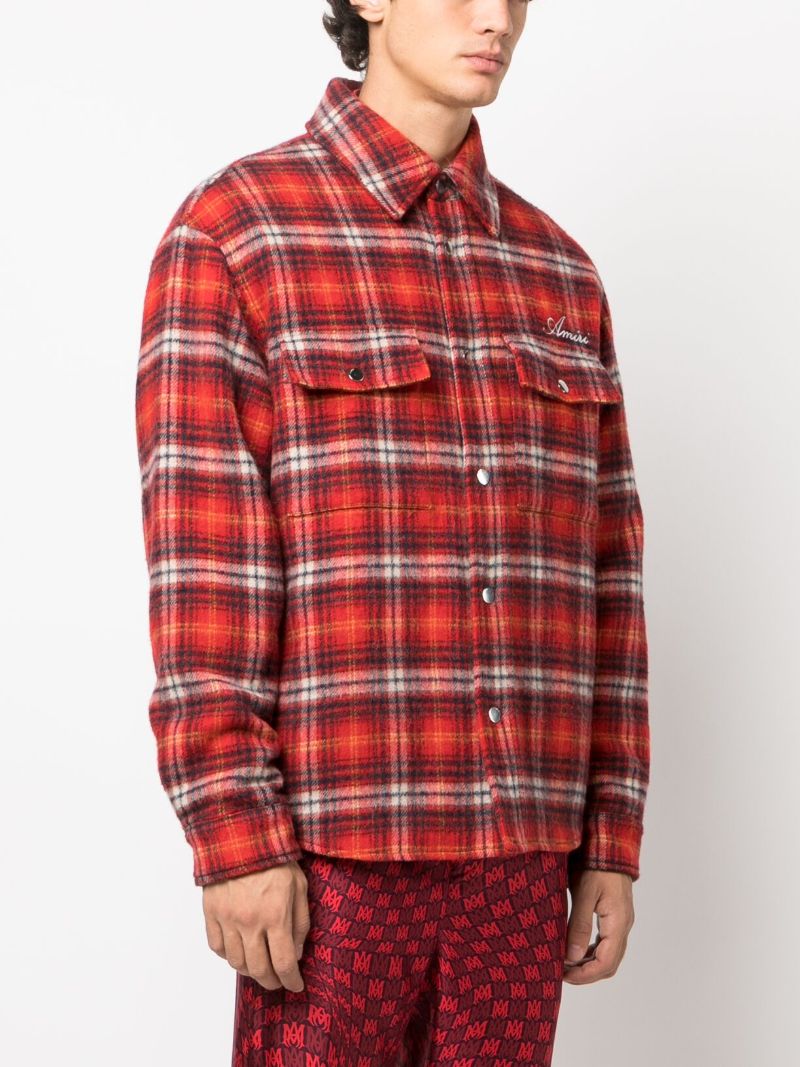 X Browns Red Plaid-check Wool Shirt