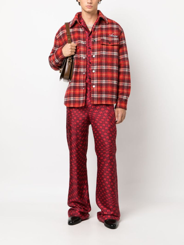 X Browns Red Plaid-check Wool Shirt