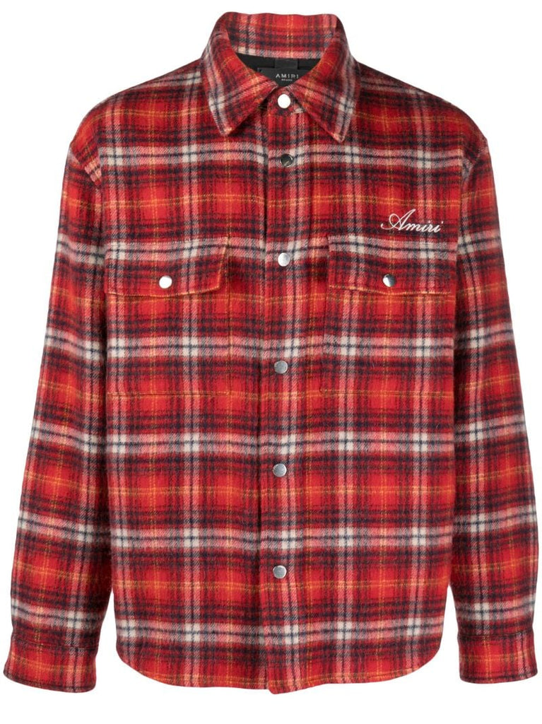 X Browns Red Plaid-check Wool Shirt