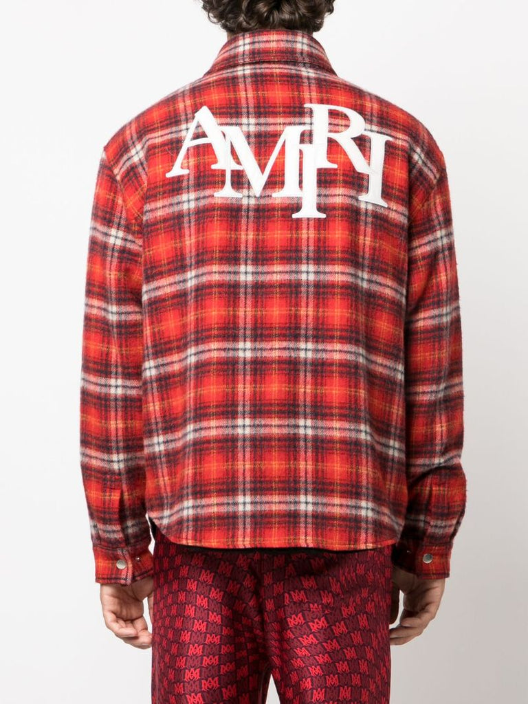 X Browns Red Plaid-check Wool Shirt