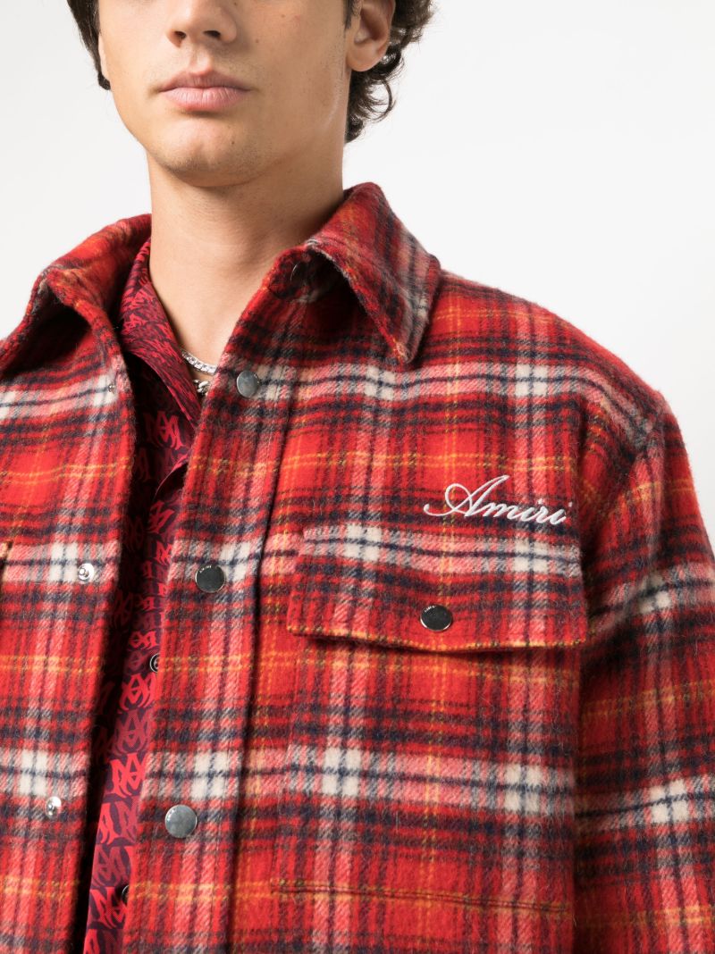X Browns Red Plaid-check Wool Shirt