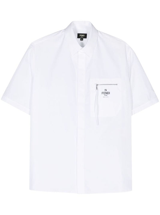 White Logo-print Cotton Shirt