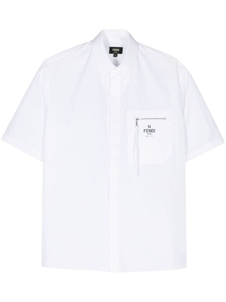 White Logo-print Cotton Shirt