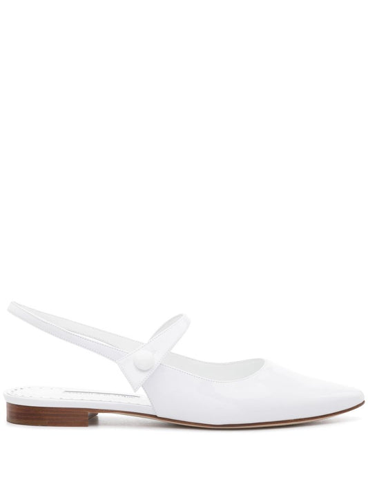White Didion Leather Slingback Pumps