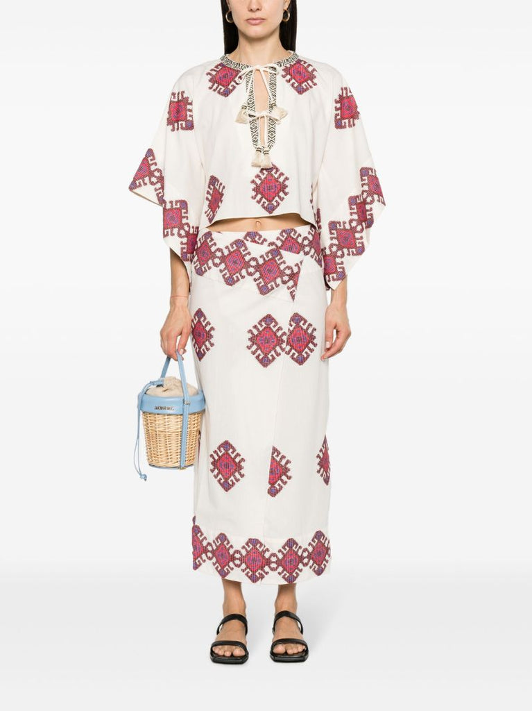 White Bushveld Cropped Poncho