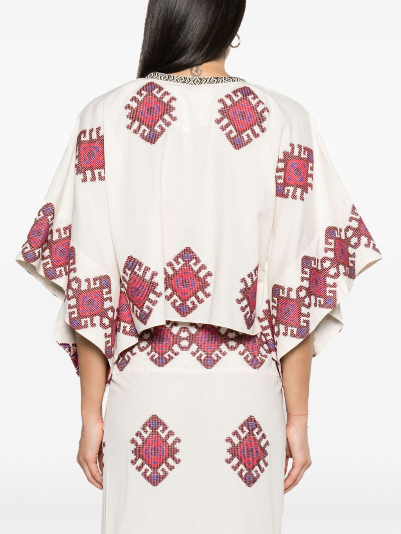 White Bushveld Cropped Poncho