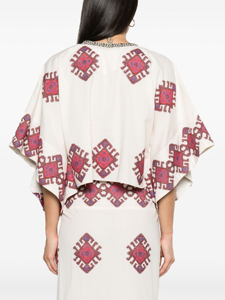 White Bushveld Cropped Poncho