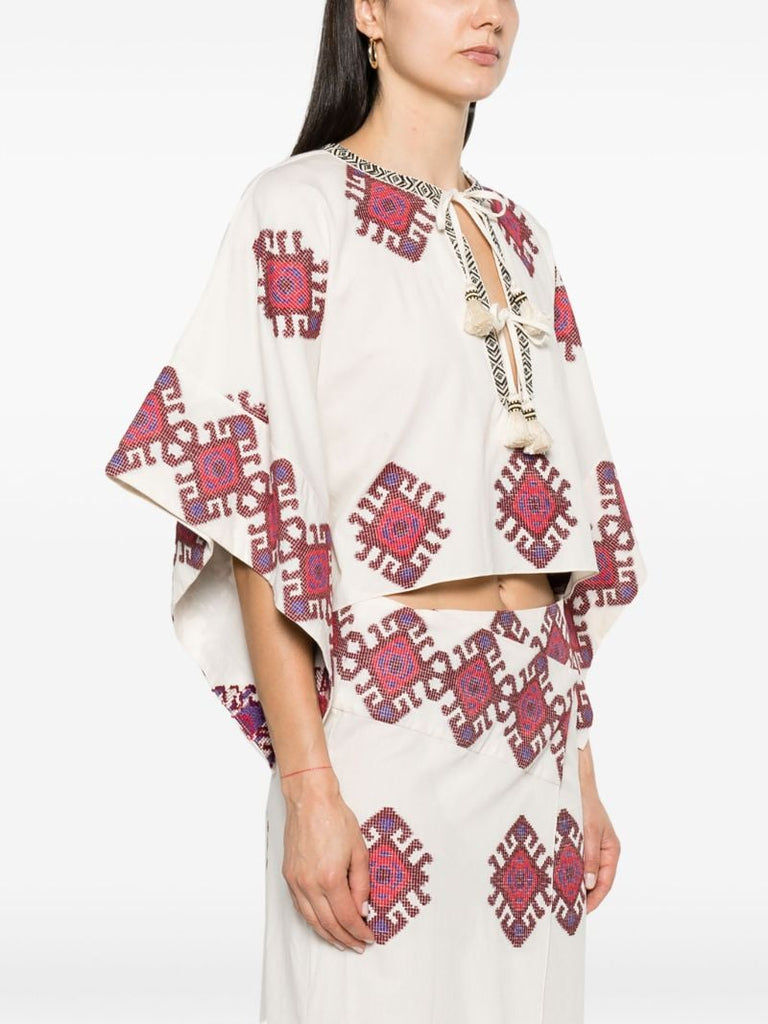 White Bushveld Cropped Poncho