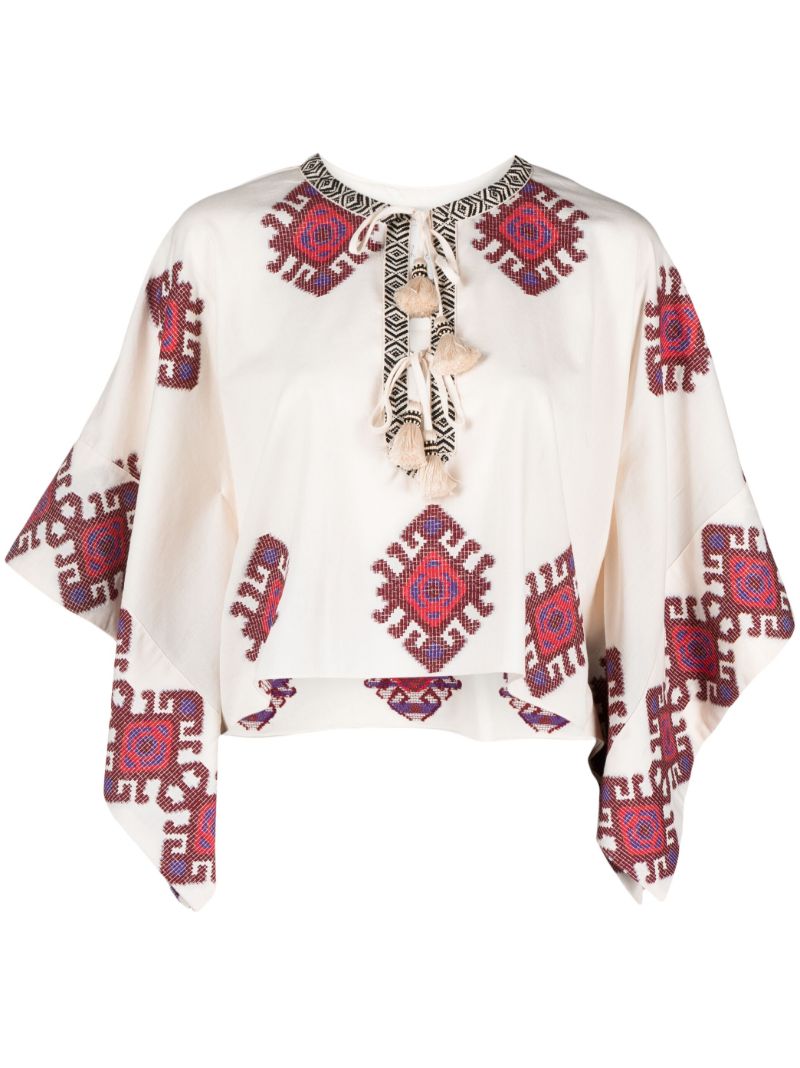 White Bushveld Cropped Poncho