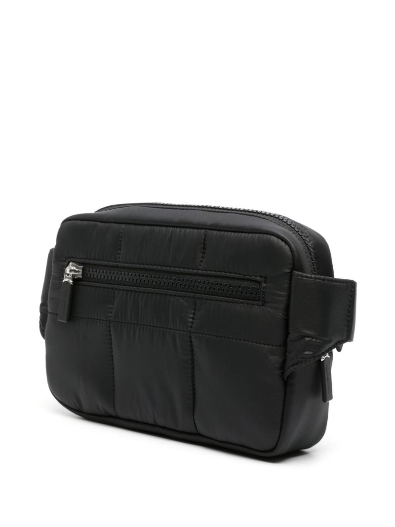 Black Quilted Grid Belt Bag
