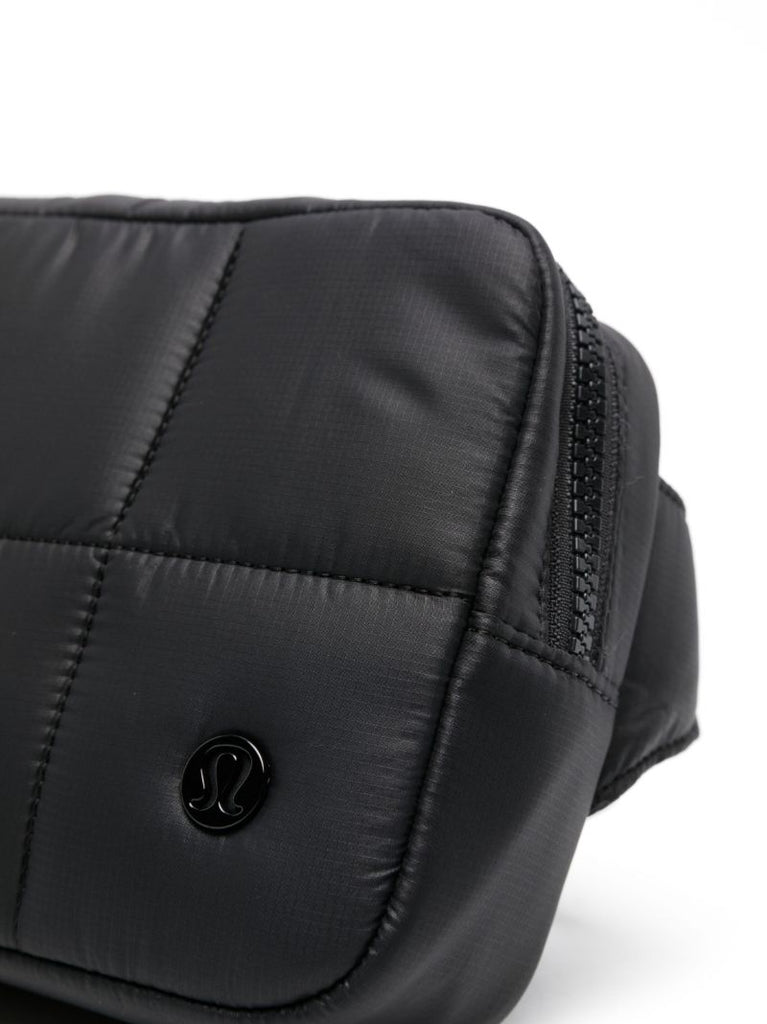 Black Quilted Grid Belt Bag