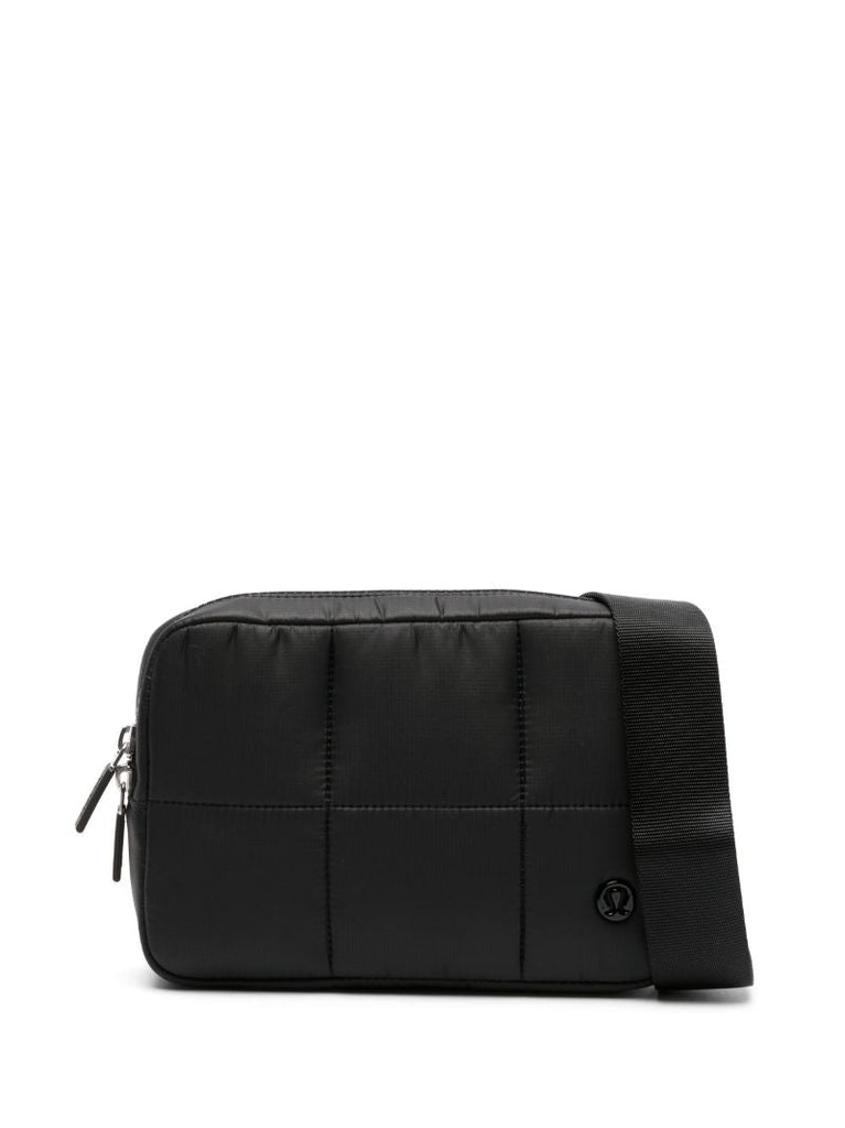 Black Quilted Grid Belt Bag
