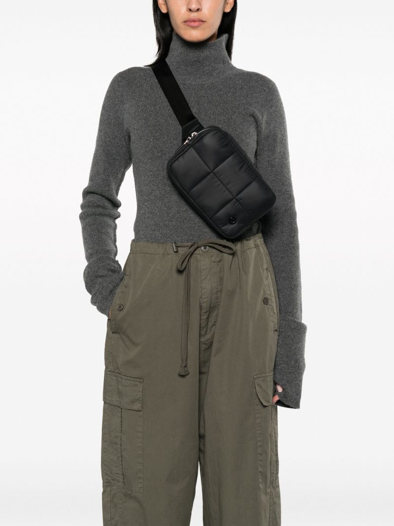 Black Quilted Grid Belt Bag