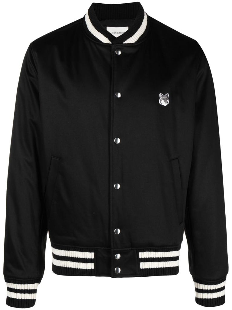 Black Fox Head-patch Bomber Jacket
