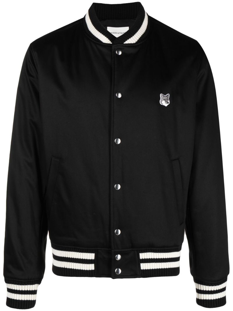 Black Fox Head-patch Bomber Jacket