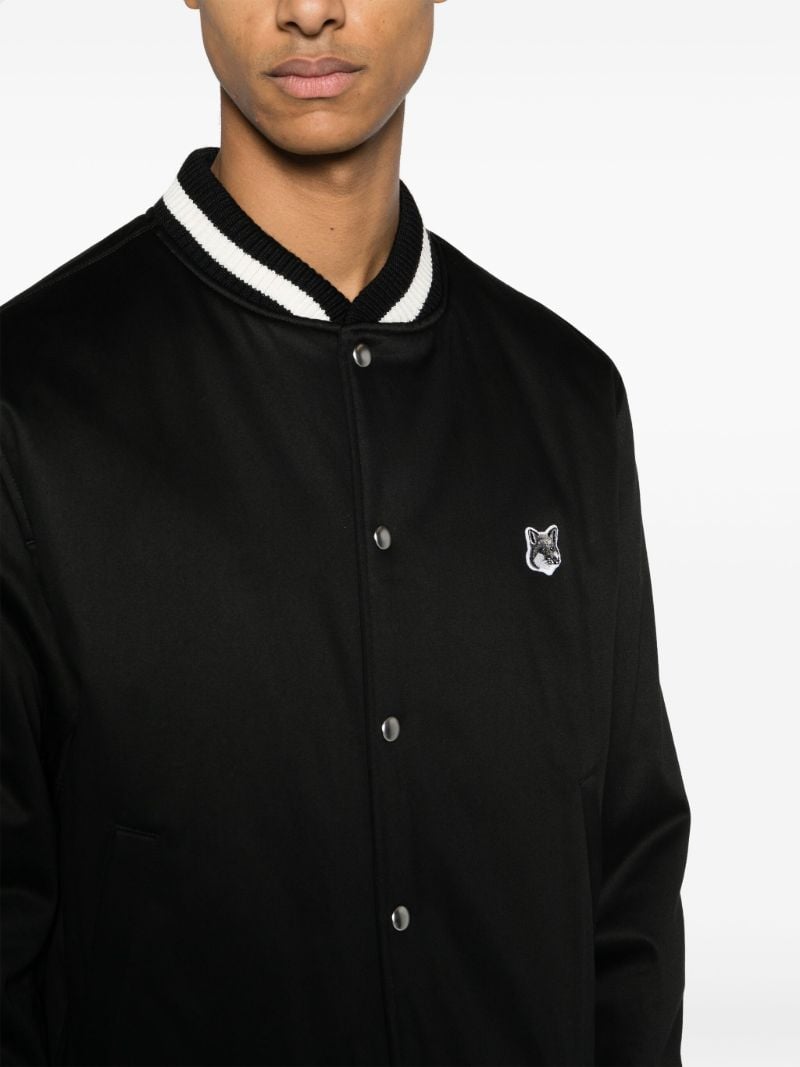 Black Fox Head-patch Bomber Jacket