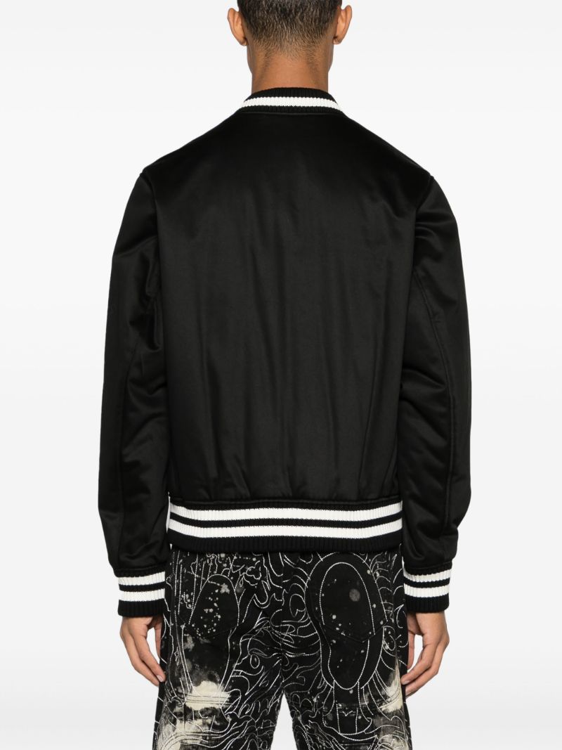 Black Fox Head-patch Bomber Jacket